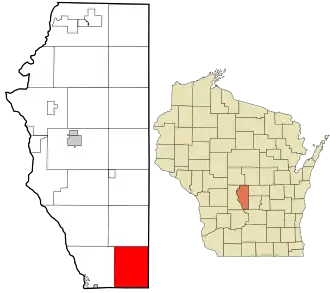 Location in Adams County and the state of Wisconsin.