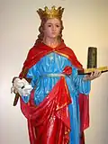 The original statue of St. Agrippina in the North End of Boston where her feast day is a large public festival. It is retired, but still displayed in the chapel, formerly at St. Leonard's Church.