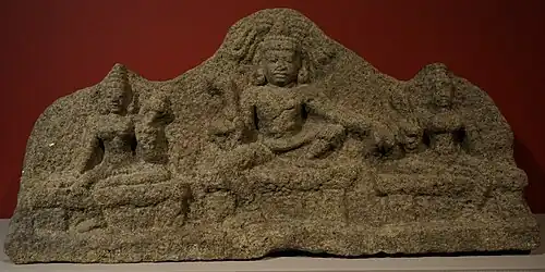 Ayyanar and his two consorts, 15–17th century CE, Châlons-en-Champagne French Museum