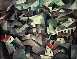 Albert Gleizes, 1911, Paysage (Landscape, Les Maison), oil on canvas, 71 x 91.5 cm. Reproduced frontispiece catalogue Galeries Dalmau, Barcelona, 1912