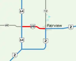Segment of Highway 64A in Alberta
