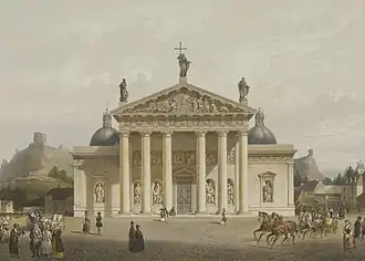 Façade of Vilnius Cathedral in an 1847 drawing