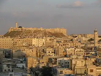 Photograph of the citadel overlooking Aleppo.