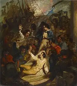 "Don't Give Up That Ship!", a depiction of the death of Captain James Lawrence, circa 1840, Walters Art Museum
