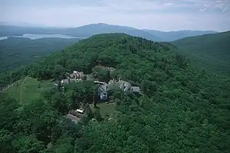 A green mountain range