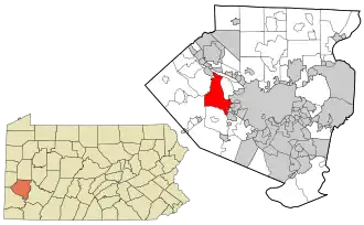 Location in Allegheny County and state of Pennsylvania