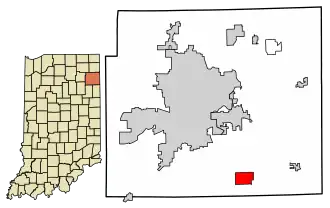 Location of Hoagland in Allen County, Indiana.