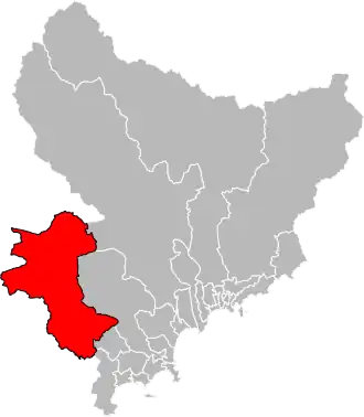 Situation of the canton of Grasse-1 in the department of Alpes-Maritimes