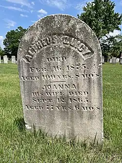 Quicy's headstone, Manchester, Connecticut
