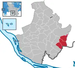 Map of Pinneberg highlighting Bönningstedt