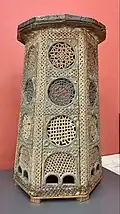 Romanian analogion; second quarter of the 16th century; carved, openwork and champlevé wood; 115 x 58 x 65&nbsp;cm; from the Probota Monastery (Suceava County); National Museum of Art of Romania (Bucharest)[47]