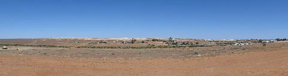 Panoramic view of opal mining town, Andamooka, South Australia.