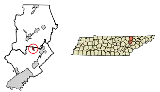 Location of Rocky Top in Anderson and Campbell counties, Tennessee.