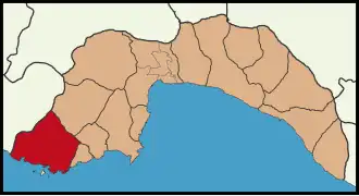 Map showing Kaş District in Antalya Province