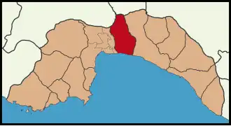 Map showing Serik District in Antalya Province