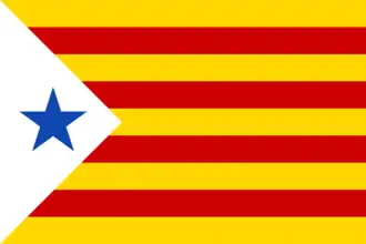Estelada with blue star seen in Catalan student demonstrations in the 1970s