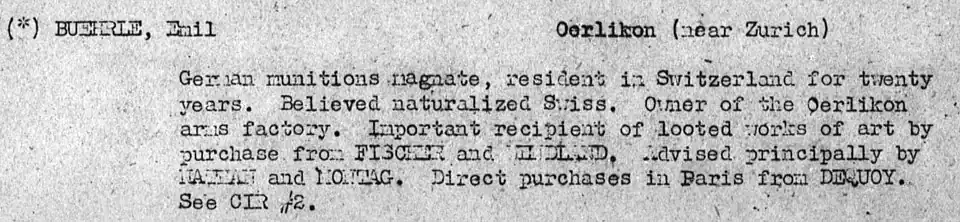 ALIU Final Report Red Flag List of Names 1945-6 Entry for BUEHRLE, Emil NARA G 239Roll: M1782_10F1 https://www.fold3.com/image/232006293