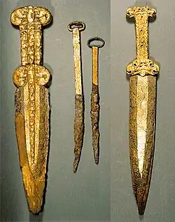 Princely akinak (daggers). Burial mound Arzhan (7-6th century BC) Tuva.
