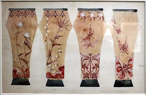Designs of two vases by Gallé (1885)