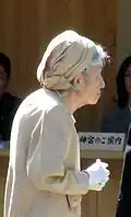Atsuko Ikeda at the Ise Grand Shrine in Ise City, Mie Prefecture, in November 2009