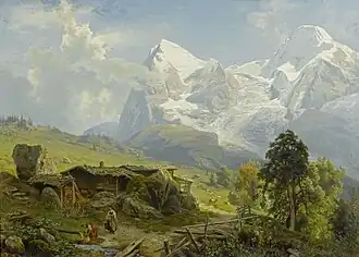 View of the Eiger and the Mönch from the Wengerenalp (1865)