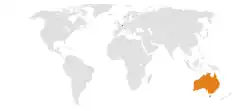 Map indicating locations of Luxembourg and Australia