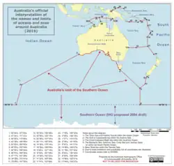 Image 63A map of Australia's official interpretation of the names and limits of oceans and seas around Australia (from Southern Ocean)