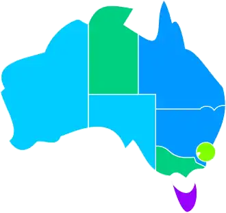 A map of Australian states, colour-coded for abortion access.