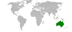 Map indicating locations of Australia and Brunei