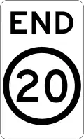 (R4-12) End of 20&nbsp;km/h Speed Limit