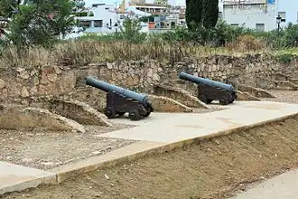 Arrangement of guns in embrasures