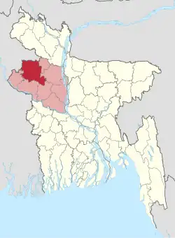 Location of Naogaon District in Bangladesh
