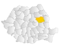 Map of Romania highlighting Bacău County