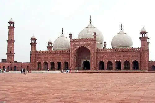 The Badshahi Mosque in Lahore was built during the Mughal Empire