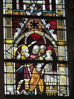 Detail of the Thomas Becket window, Saint-Ouen Abbey, Rouen, with architectural settings