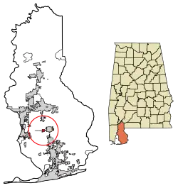 Location of Silverhill in Baldwin County, Alabama.