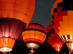 Night glow at the Great Pershing Balloon Derby near Brookfield, Missouri, September, 2001