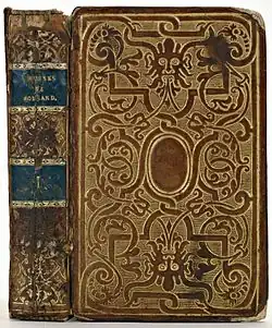 A book cover, made of gilded brown calf's leather