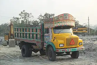 A decorated truck near Dhaka.
