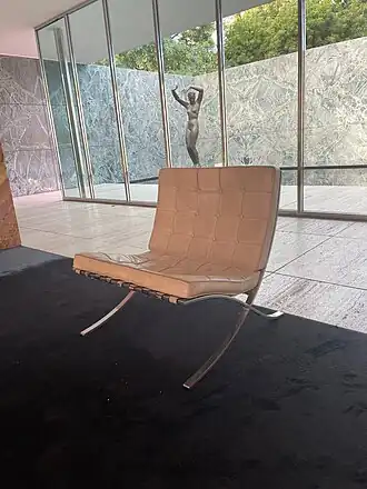 Barcelona Chair (Dawn sculpture in background)
