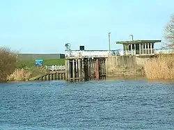 A building on the river at Barmby, part of the tidal barrage