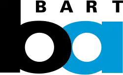The word "BART" in black letters above a dark blue lowercase letter "b" partially superimposed on a lowercase "a" of a lighter color blue with a clear background