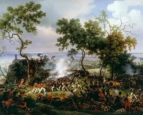 The Battle of Chiclana, 5th March 1811 (1824) captures the fight between British redcoats and the French troops for Barrosa Ridge.[13]