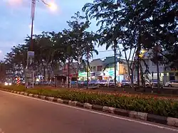 View of shophouses on Taman Melaka Baru side along Jalan Tunku Abdul Rahman