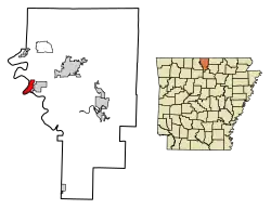 Location of Cotter in Baxter County, Arkansas.