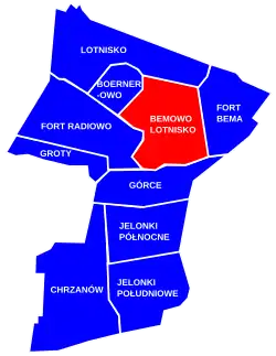 The location of the City Information System area of Bemowo-Lotnisko within the district of Bemowo