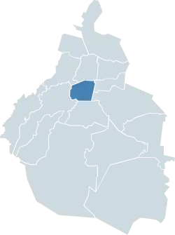 Del Valle neighborhood is located in the Benito Juárez borough. (Map showing location of the borough within Mexico City)
