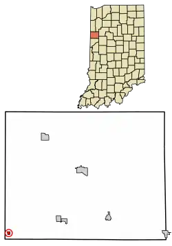 Location of Ambia in Benton County, Indiana.
