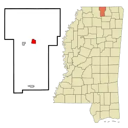 Location of Ashland, Mississippi