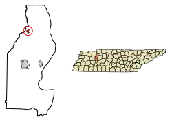 Location of Big Sandy in Benton County, Tennessee.